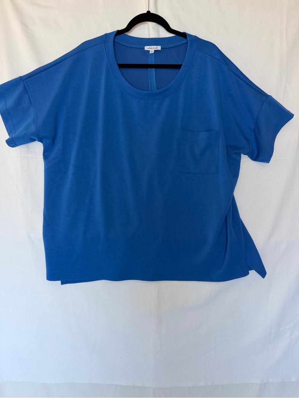 White Birch Bright Blue Scuba Knit  Short Sleeve Pocket Tee 1X LIKE NEW